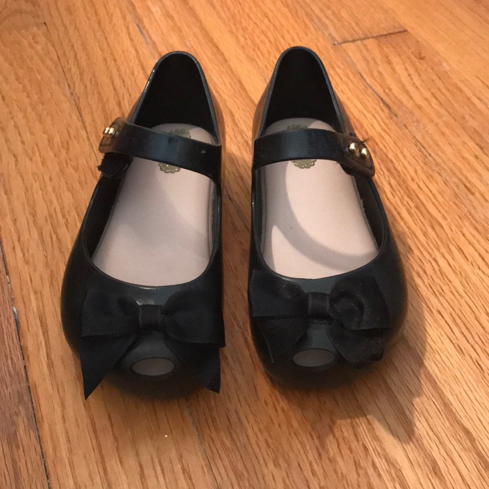 Mini Melissa peep toe shoes with bow